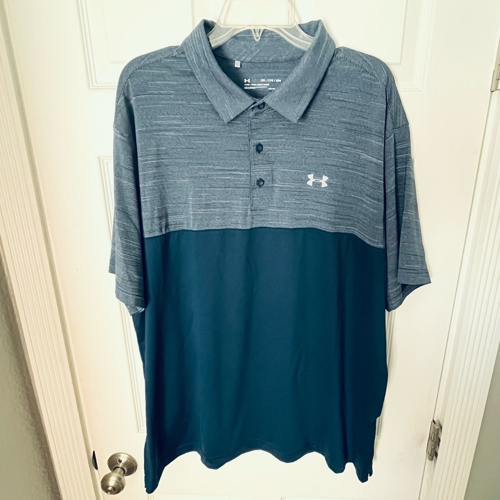 Under Armour Men's Two-Tone Polo Shirt - Gray and Teal